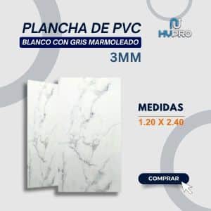 PLANCHA DE PVC BLANCO CON GRIS MARMOLEADO 3MM
