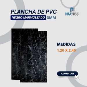 PLANCHA DE PVC NEGRO MARMOLEADO 3MM