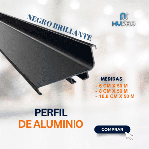 PERFIL DE ALUMINIO — NEGRO BRILLANTE